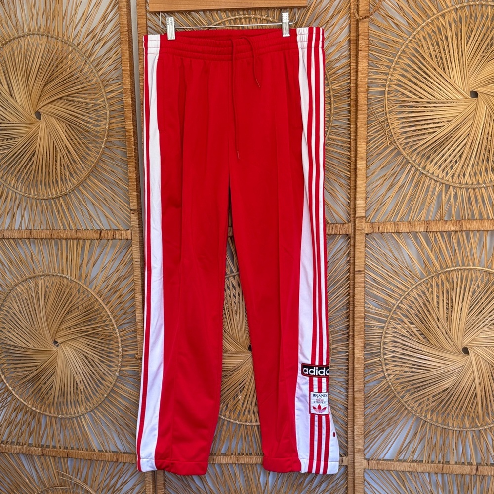 Adidas Scarlet Joggers with White Accents snap button sides
